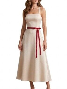 Forever Yours Dress Vintage 90s with Bow Cream Size 8